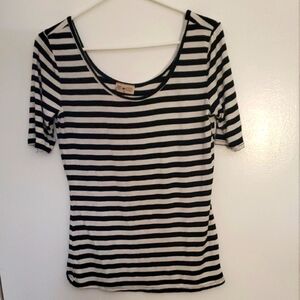 Free Kisses Black and White Striped Short Sleeve Tee